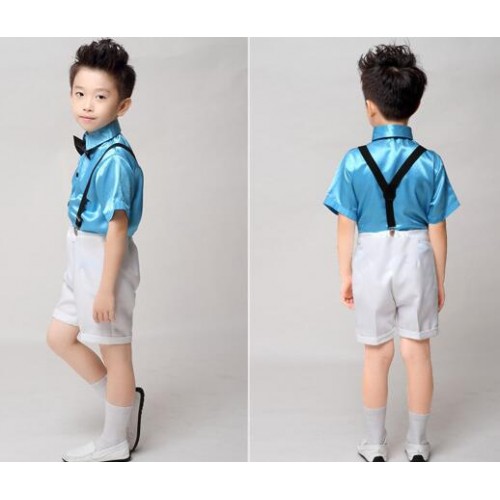 Kids Jazz Dance Costumes Boys Shirts Shorts Suit Hip Hop Dancing Clothing Children Stage Performance Dancewear Outfits 